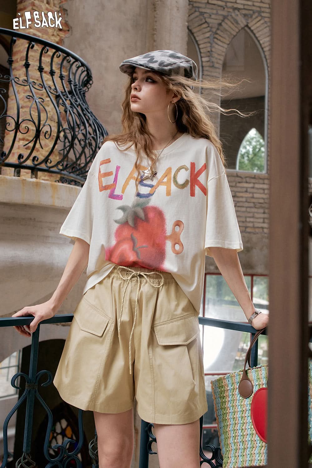 ELFSACK Pink High Waisted Casual Shorts