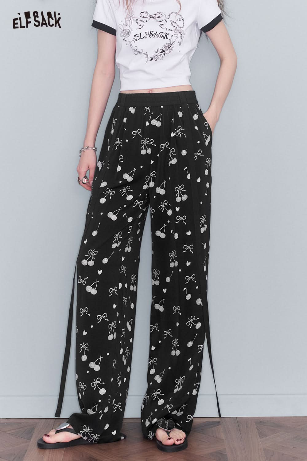 ELFSACK Retro Printed Casual Pants