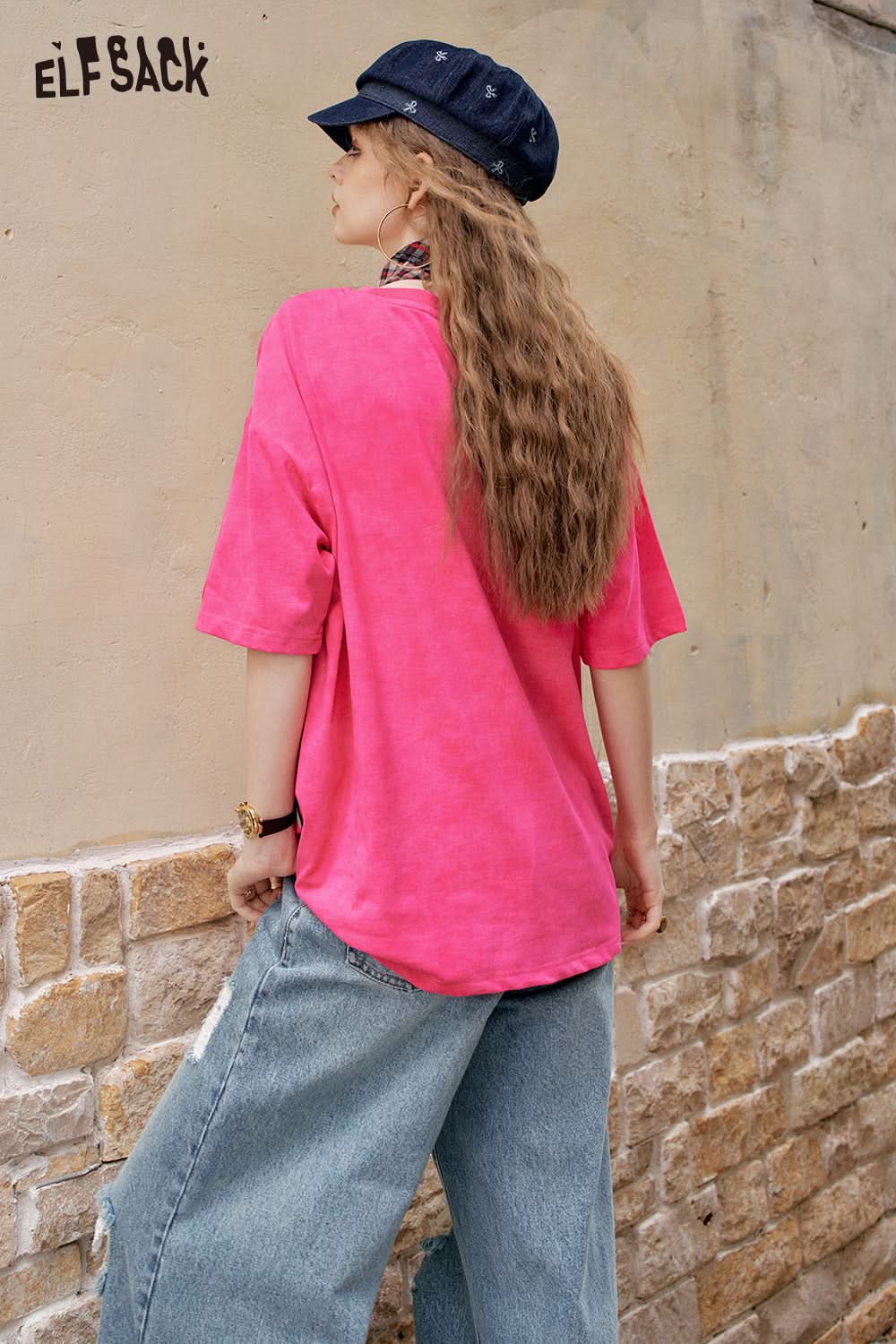 ELFSACK Retro Strawberry Print Casual Short Sleeve T-Shirt