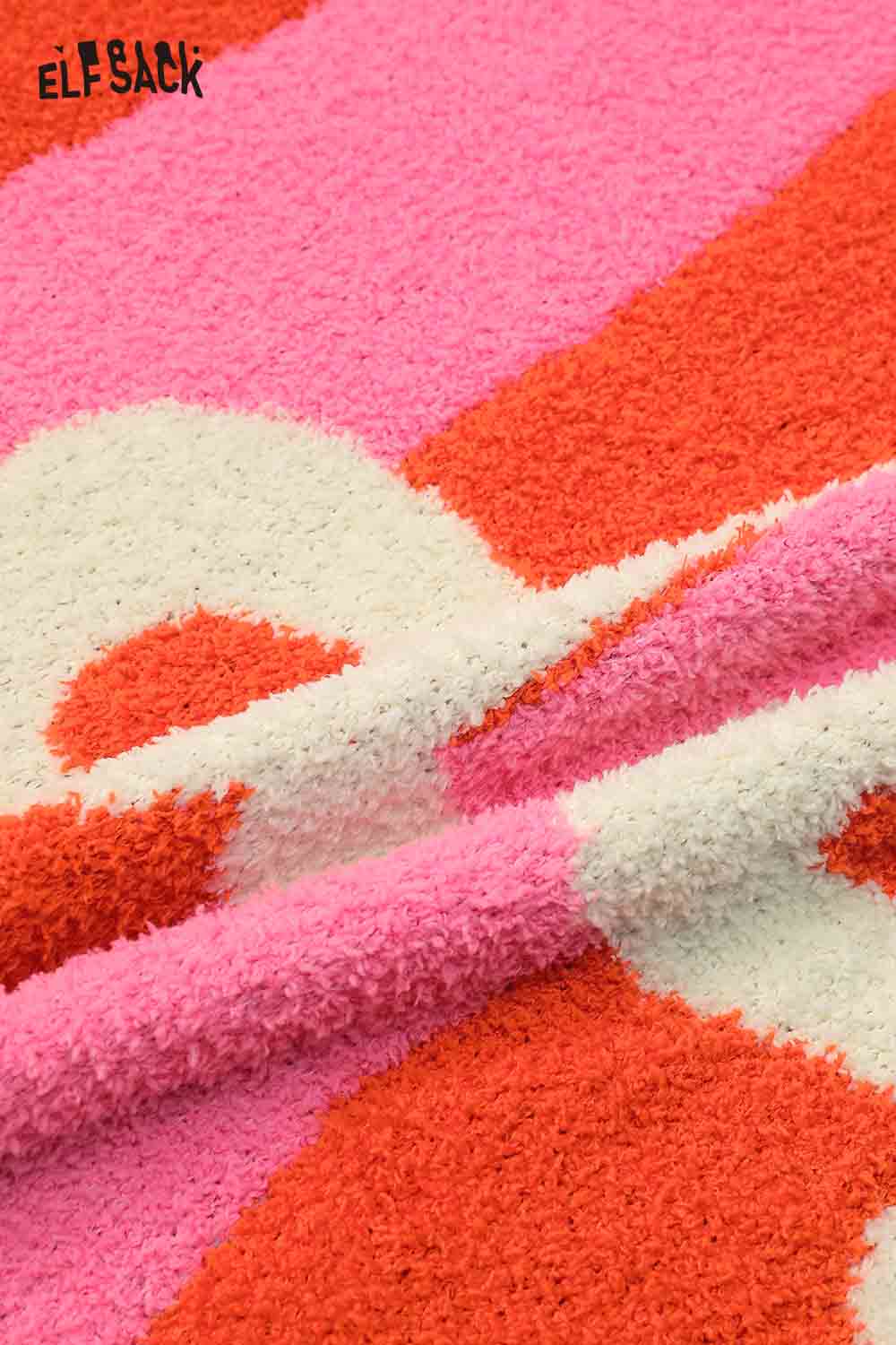 ELFSACK striped color block home blanket in vibrant pink and orange colors for cozy comfort