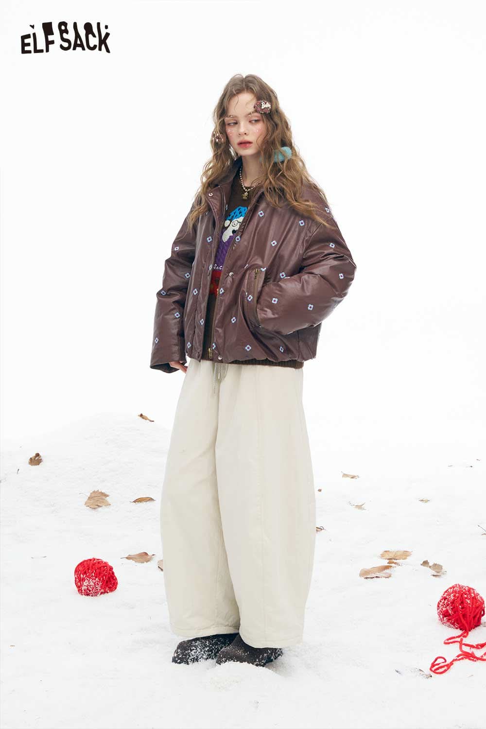 ELFSACK women's sleeping dog graphic sweater with a fun design perfect for cozy outfits