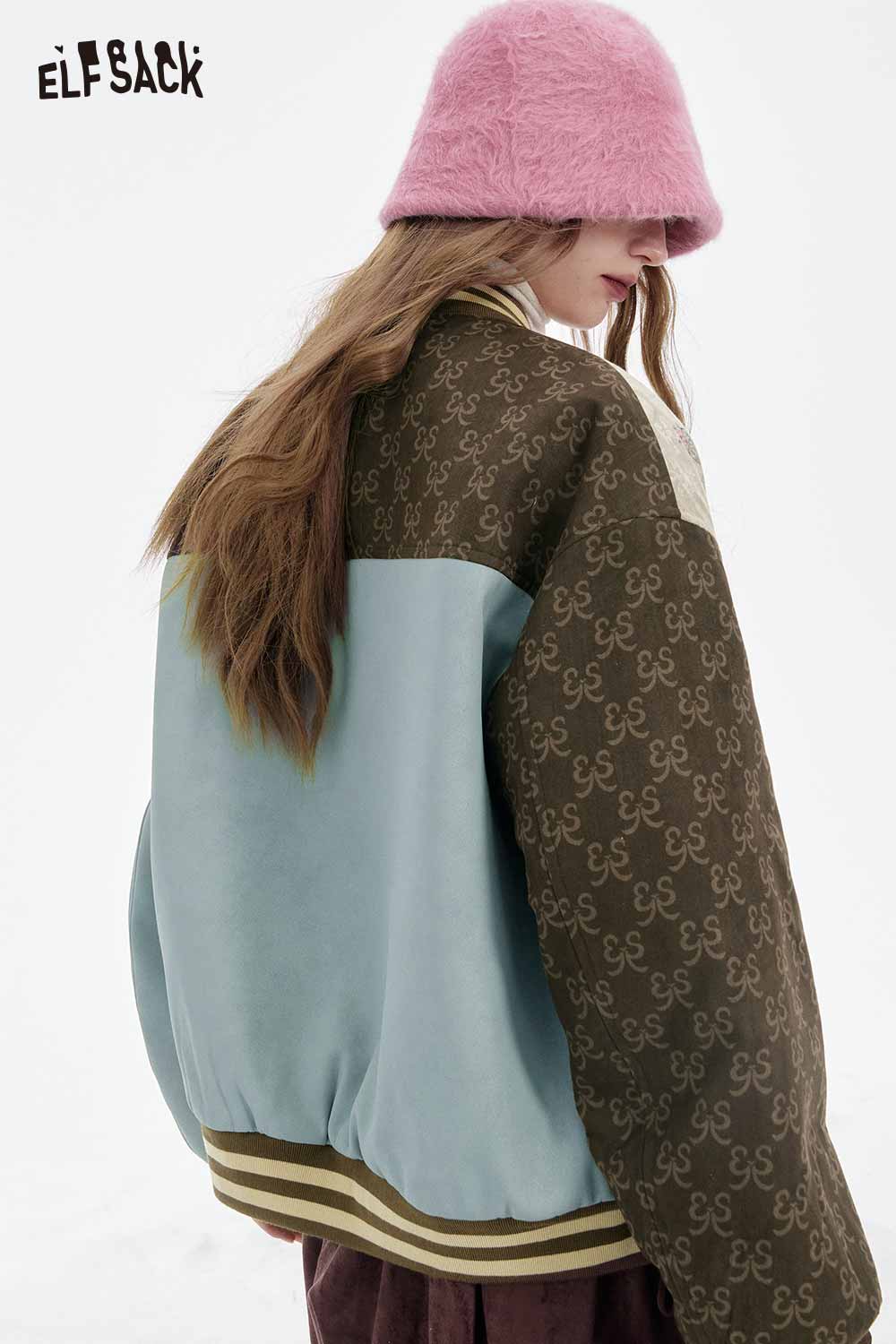 ELFSACK floral animal patchwork coat women with a unique design and relaxed fit for stylish layering