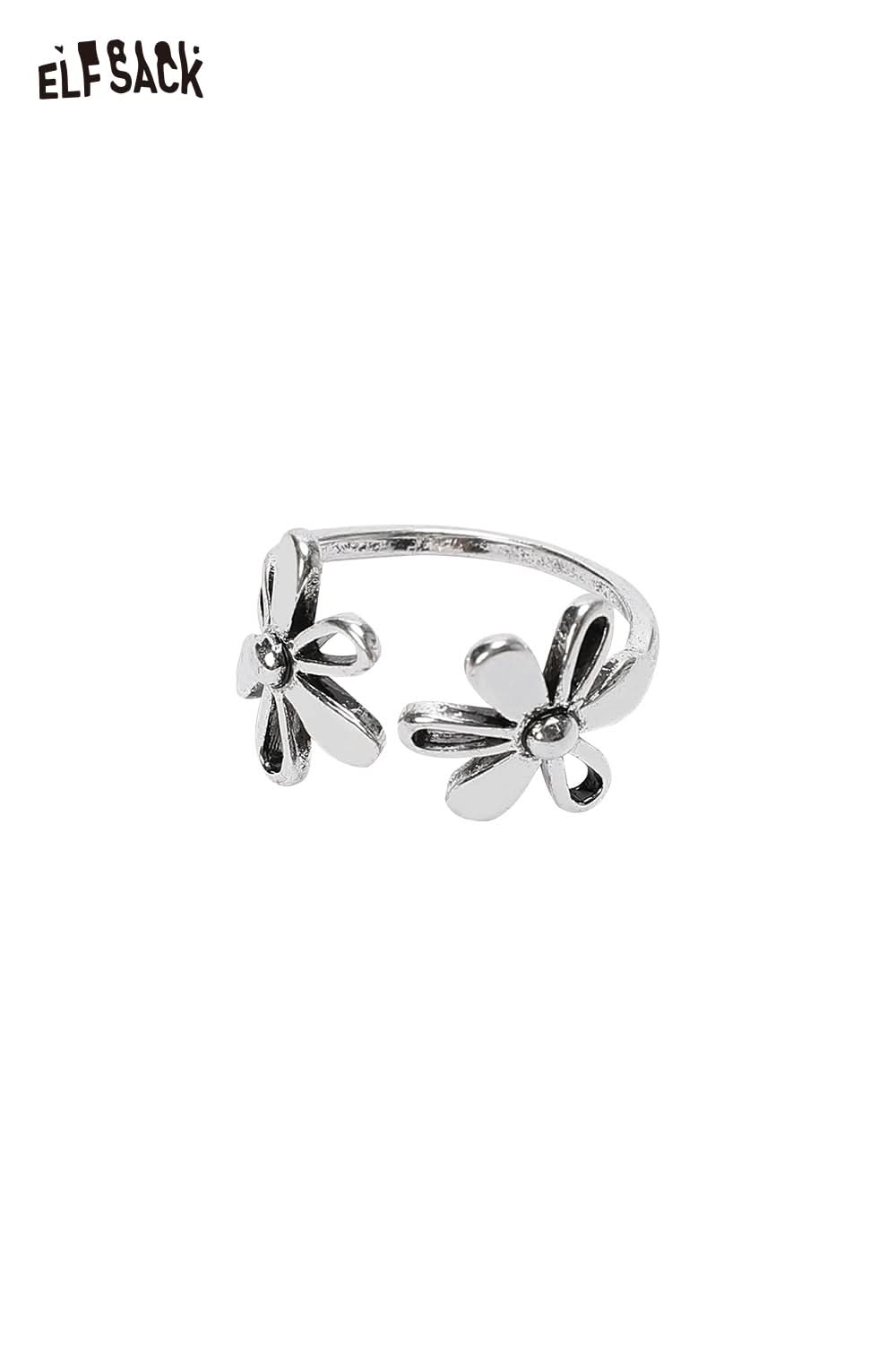 ELFSACK floral copper statement ring featuring a delicate flower design for a trendy accessory