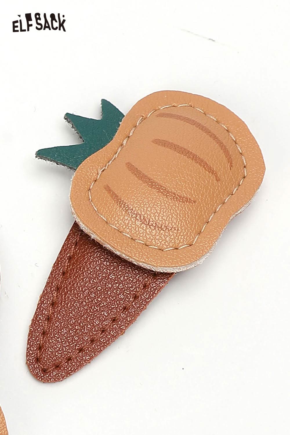 Genuine leather fruit hairpin styled as a carrot for a unique accessory look