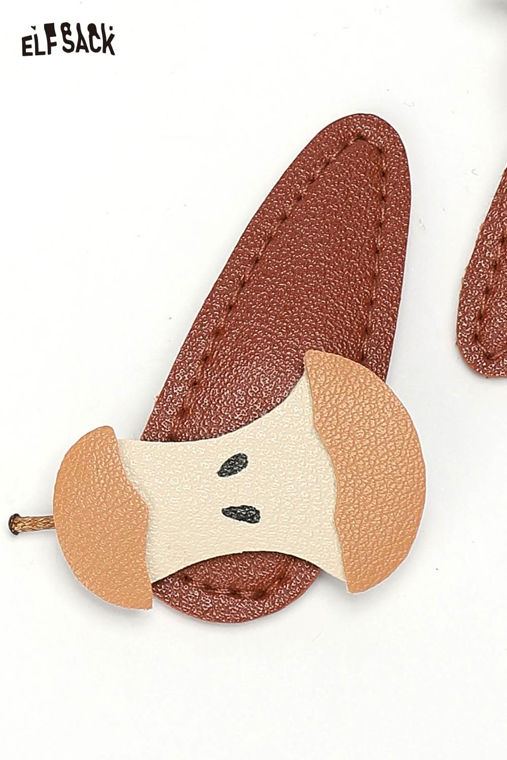 Genuine leather fruit hairpin by ELFSACK featuring a playful fruit design on a brown backdrop