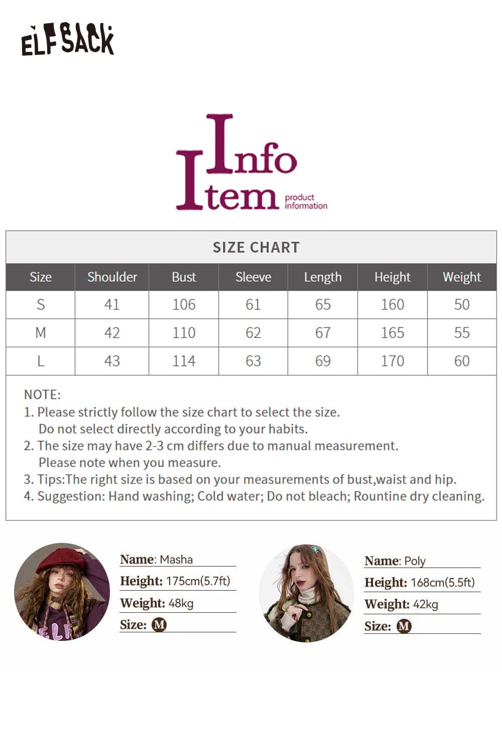 ELFSACK heart collar blouse for women, stylish design with size chart for perfect fit