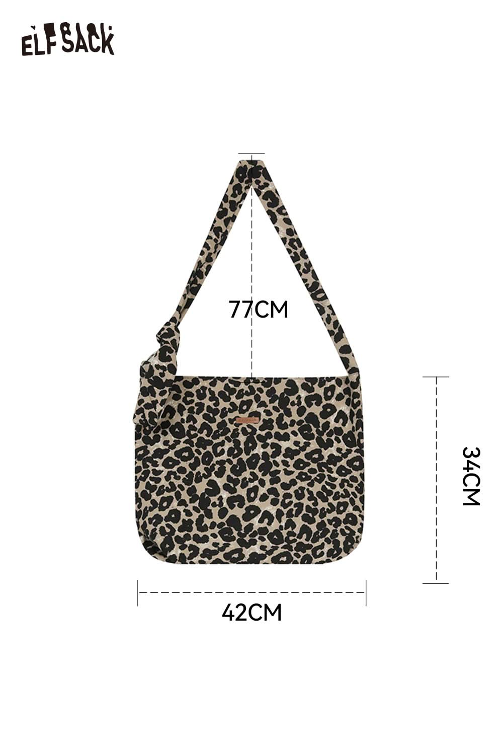 ELFSACK leopard print crossbody bag with an adjustable strap and spacious interior for everyday use