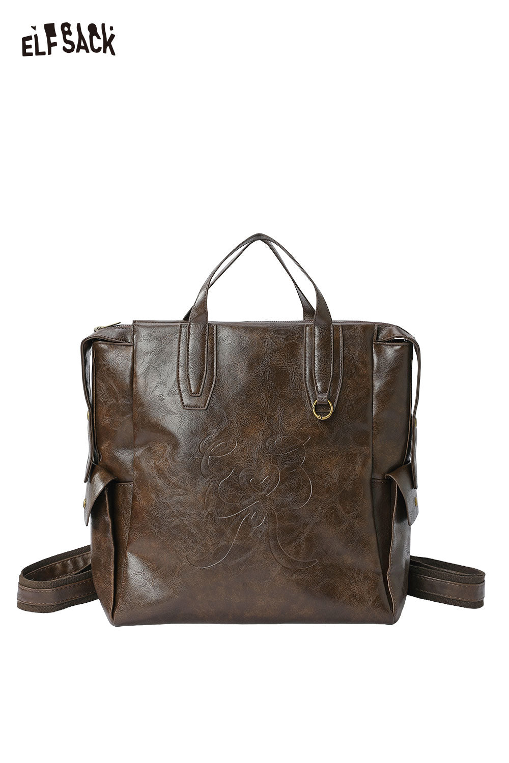 backpack preppy leather Minimalist Brown Large Capacity Versatile – ELFSACK American Tourister Coco Polyester Depending on the leather Color:Inakko Competition: Rugby Championship
