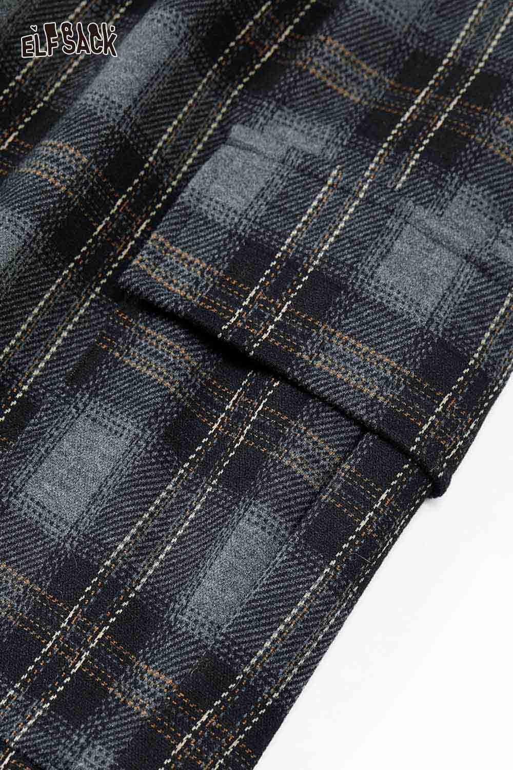 ELFSACK minimalist stripe wide leg pants in a stylish plaid pattern with tailored details