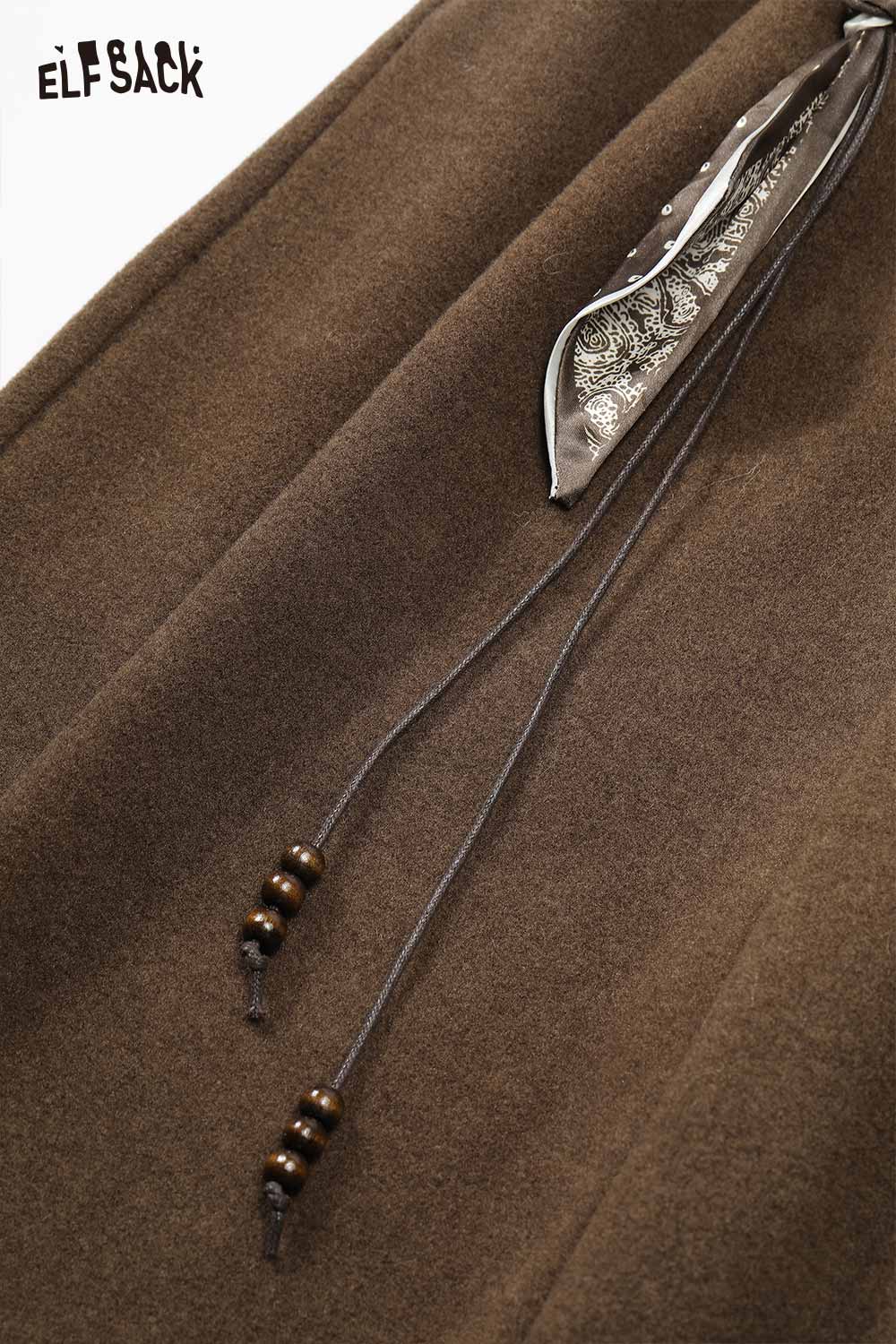 ELFSACK minimalist wide leg cropped pants featuring decorative drawstrings and a sleek design