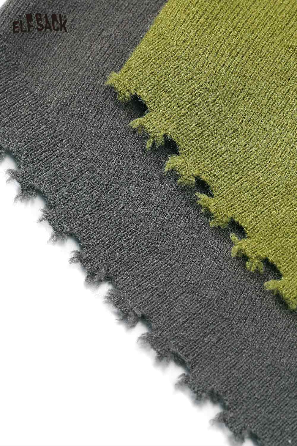 ELFSACK Peter Pan collar knit sweater in soft fabric with unique frayed edges and vibrant colors