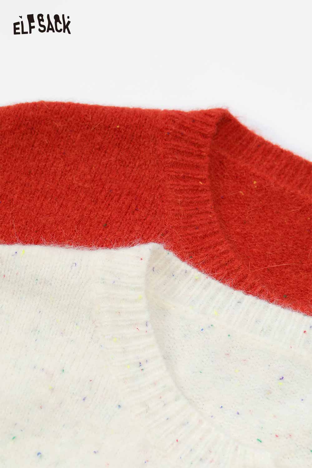 ELFSACK preppy 3D bow cardigan with a colorful speckled design and cozy fit