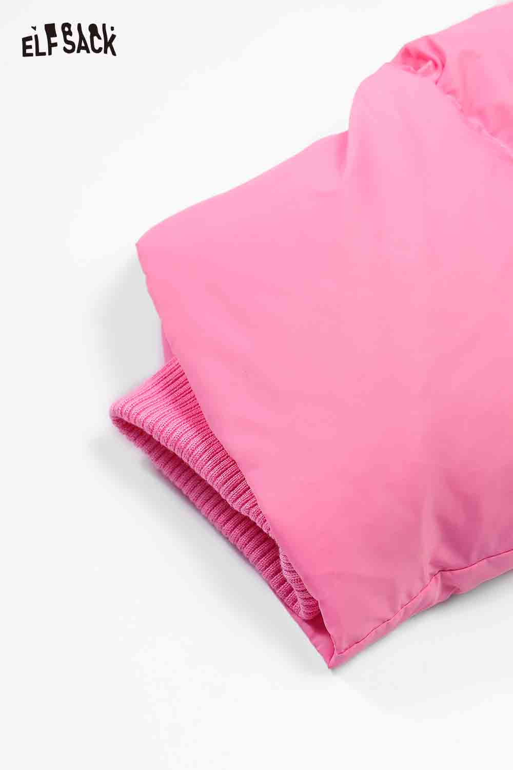 ELFSACK preppy cropped down jacket in pink with a stylish, comfortable design