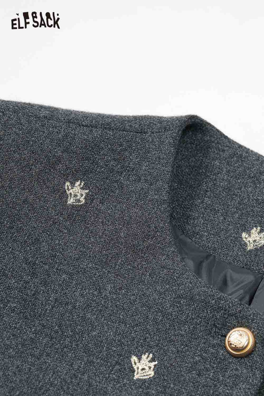 ELFSACK Preppy jacket skirt set for women featuring stylish design and elegant detailing