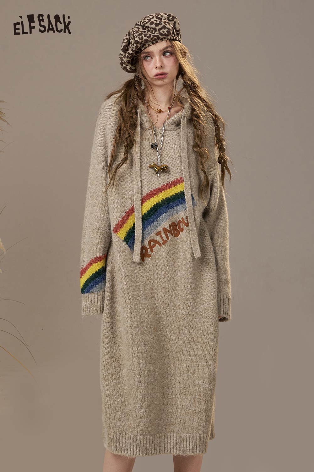 rainbow sweater dress Soft Knit Cartoon Print S Casual Orange Maxi Color:Fairfax My Little Pony Spring collection_betsy-and-adam_Betsy and Adam