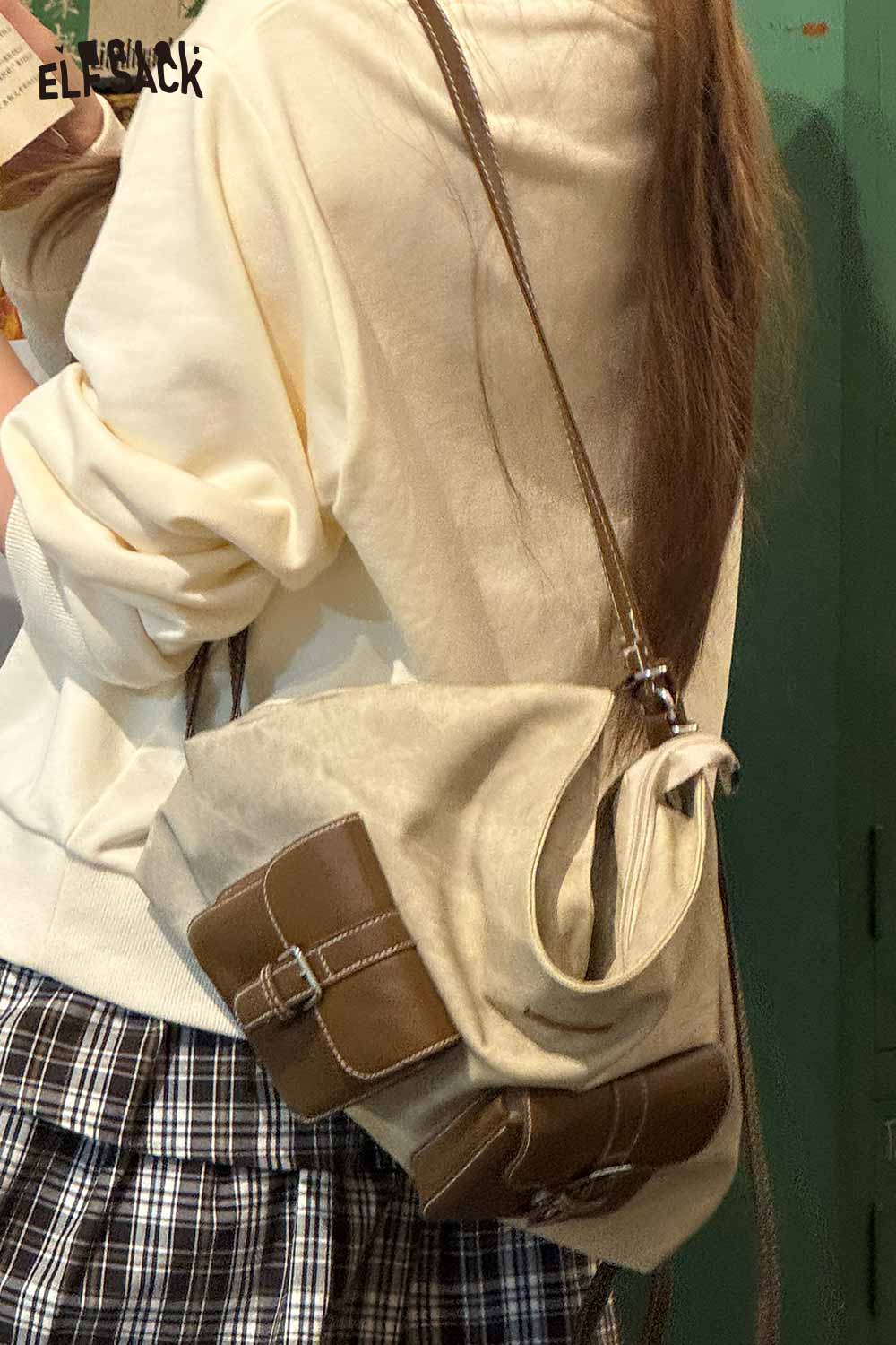 ELFSACK casual outfit featuring a recycled faux leather crossbody bag for stylish everyday use
