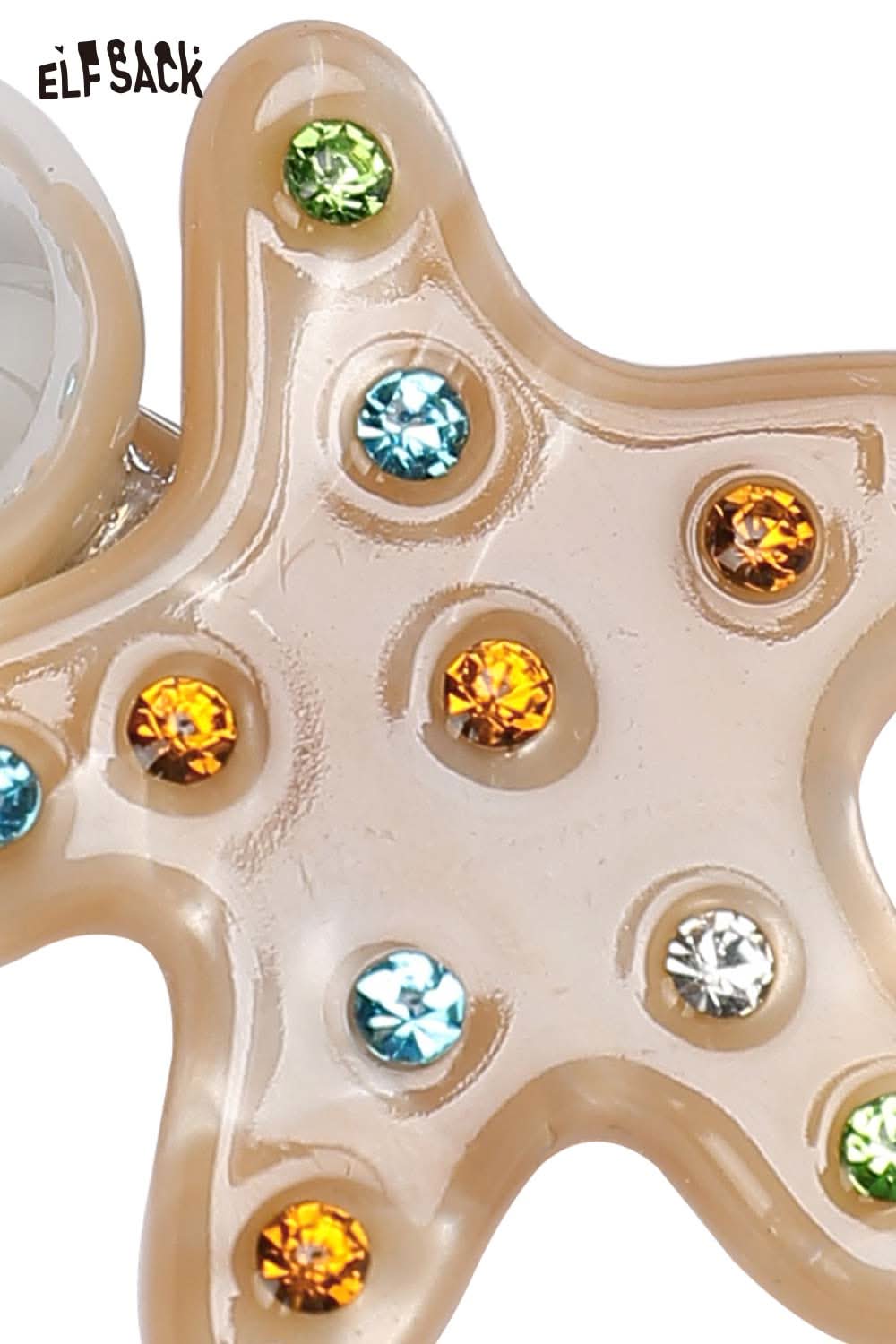 ELFSACK starfish pearl hairpin decorated with colorful gemstones for a stylish accessory