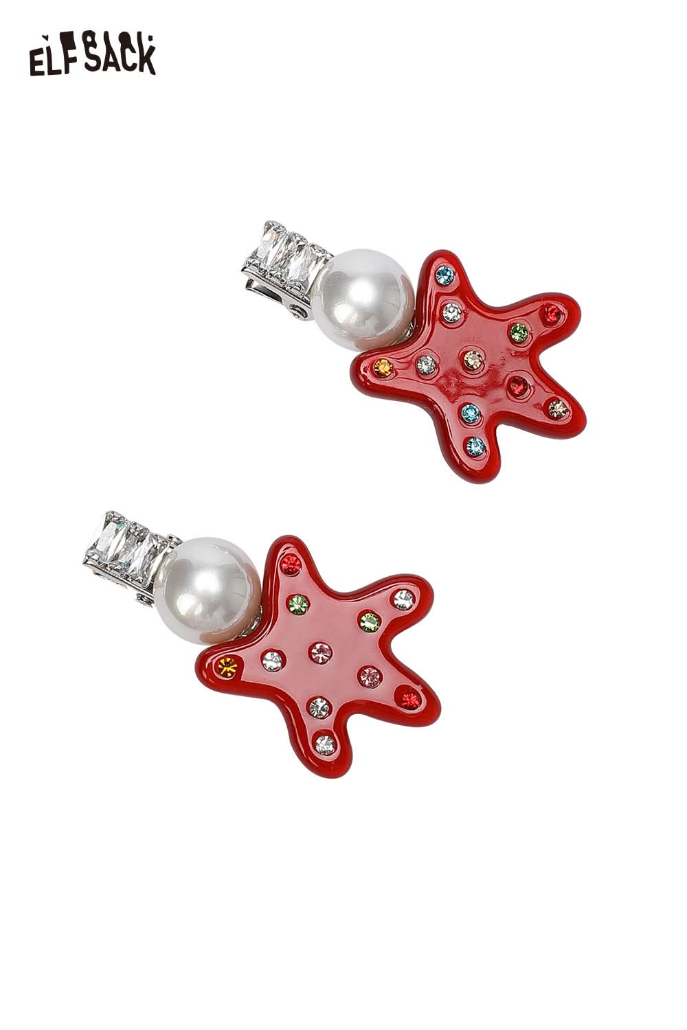 ELFSACK starfish pearl hairpin with colorful gems for a fun and stylish accessory