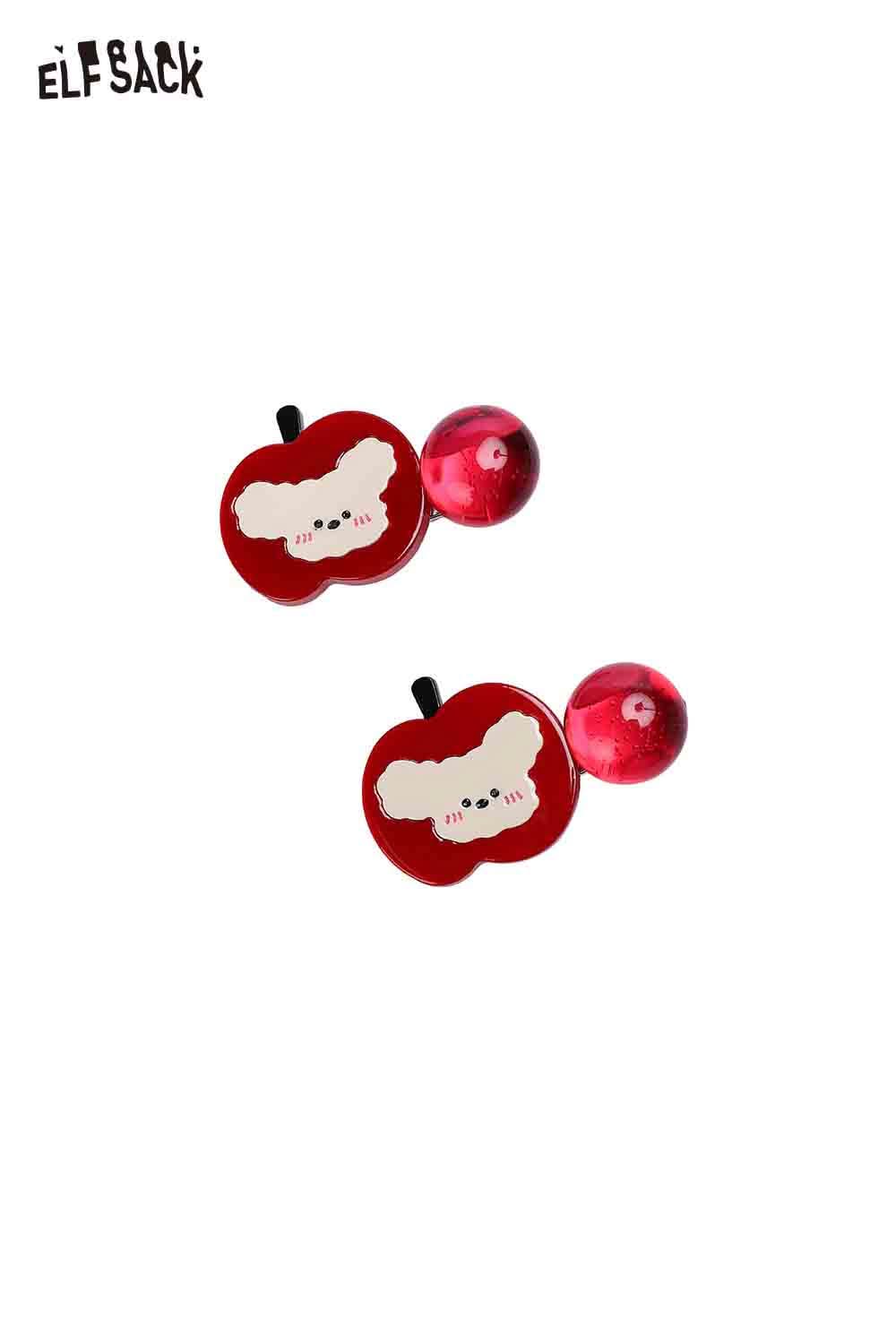 Cute ELFSACK strawberry cherry hairpin set featuring playful fruit designs and vibrant colors