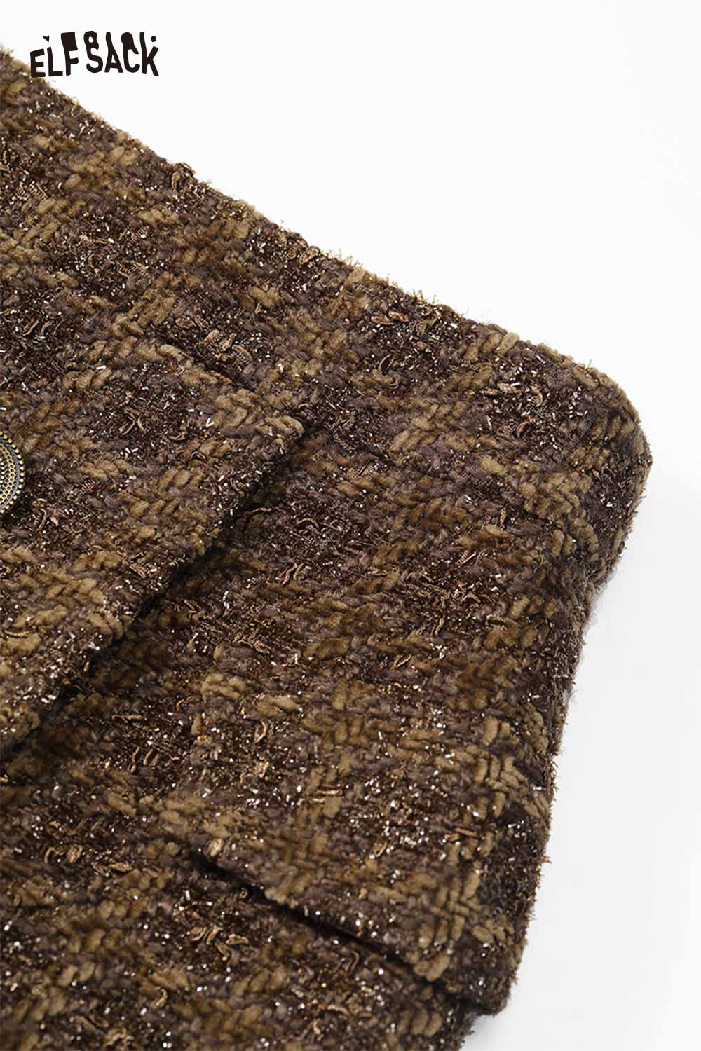 ELFSACK striped gold button A-line skirt in textured fabric with stylish detailing