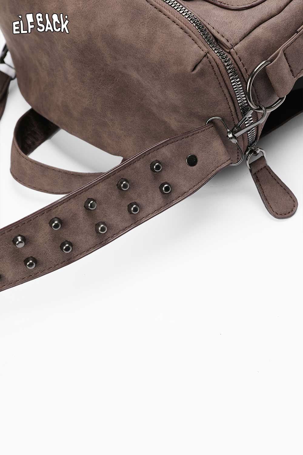 ELFSACK suede multi-compartment rucksack with stylish details and adjustable straps