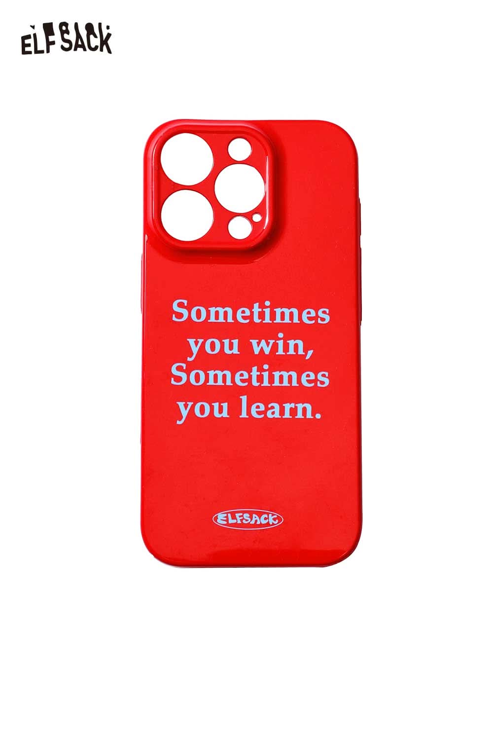 ELFSACK check print motivational phone case in red with the quote Sometimes you win, Sometimes you learn