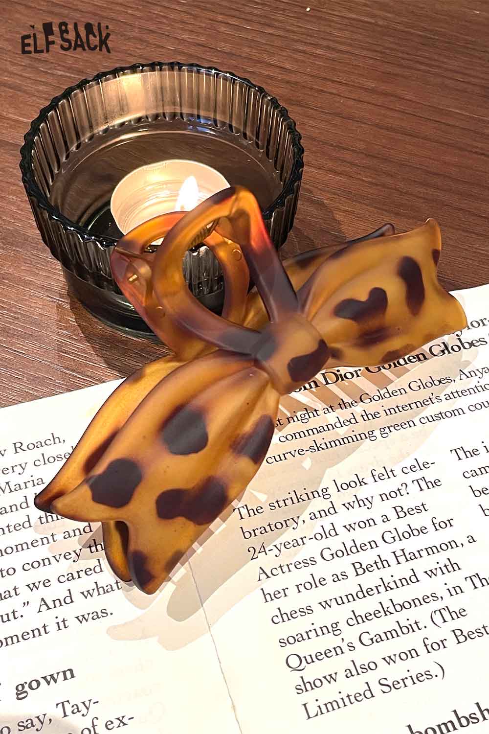 ELFSACK tortoiseshell bow hair claw for stylish hair accessories and chic hairstyles