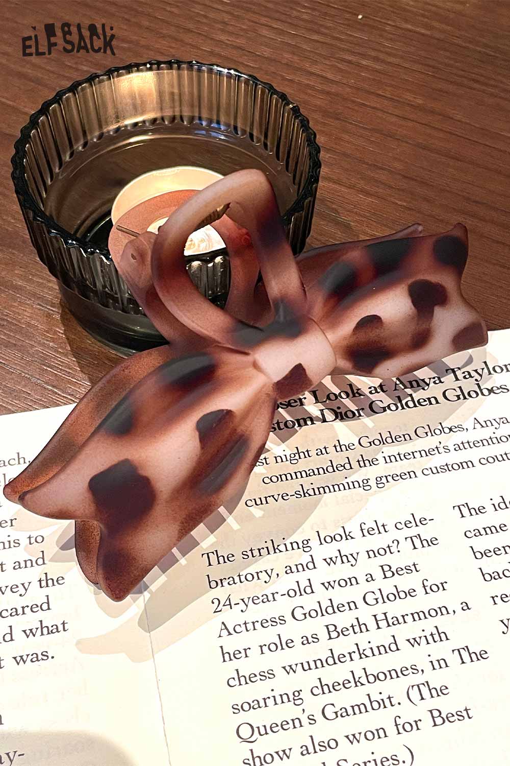ELFSACK tortoiseshell bow hair claw designed for stylish and secure hair styling