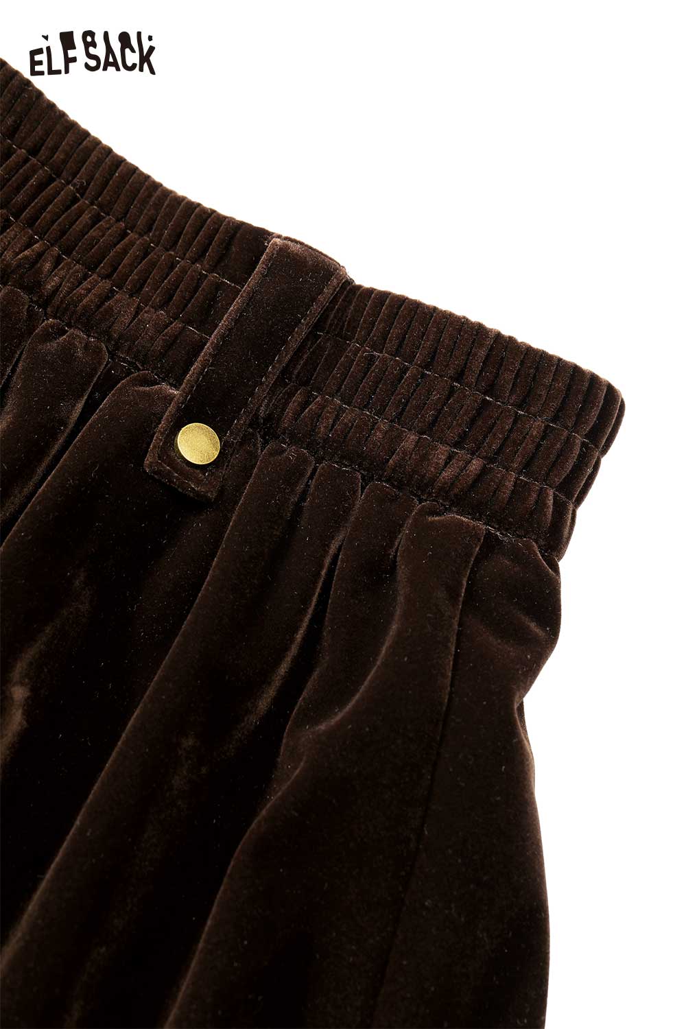 ELFSACK velvet short skirt for women featuring a comfortable elastic waistband and rich texture