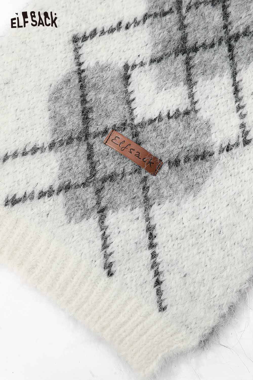 ELFSACK minimalist diamond pattern scarf featuring a soft fabric and stylish design for versatile outfits