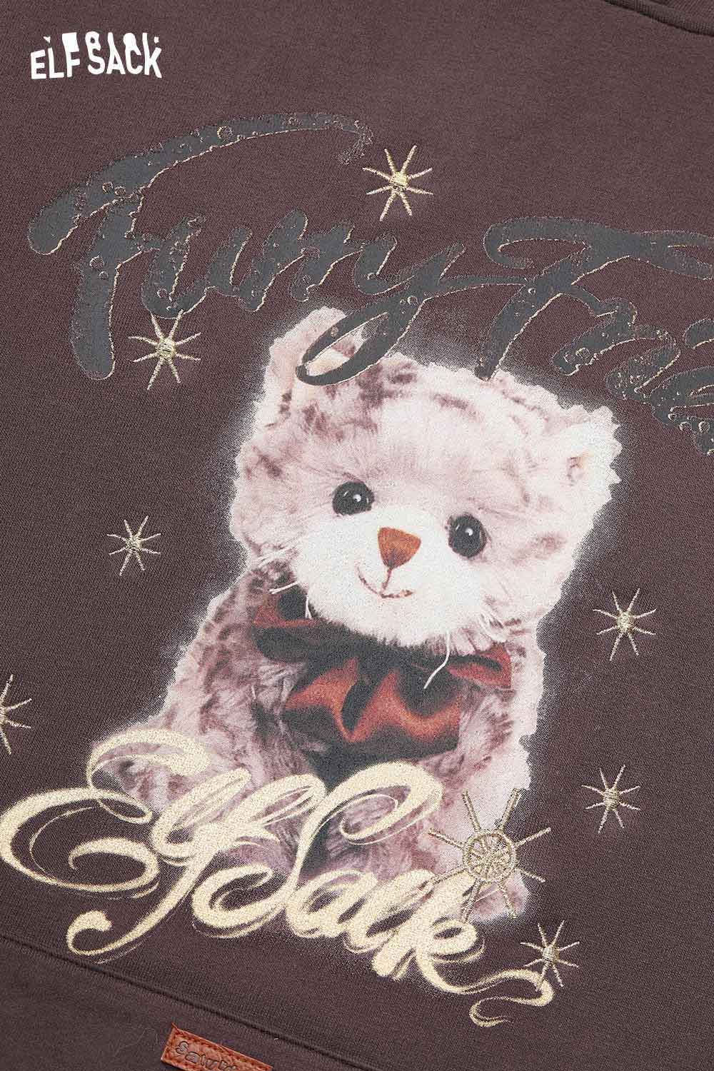 Vintage cartoon graphic hoodie by ELFSACK featuring a cute bear design with sparkly accents