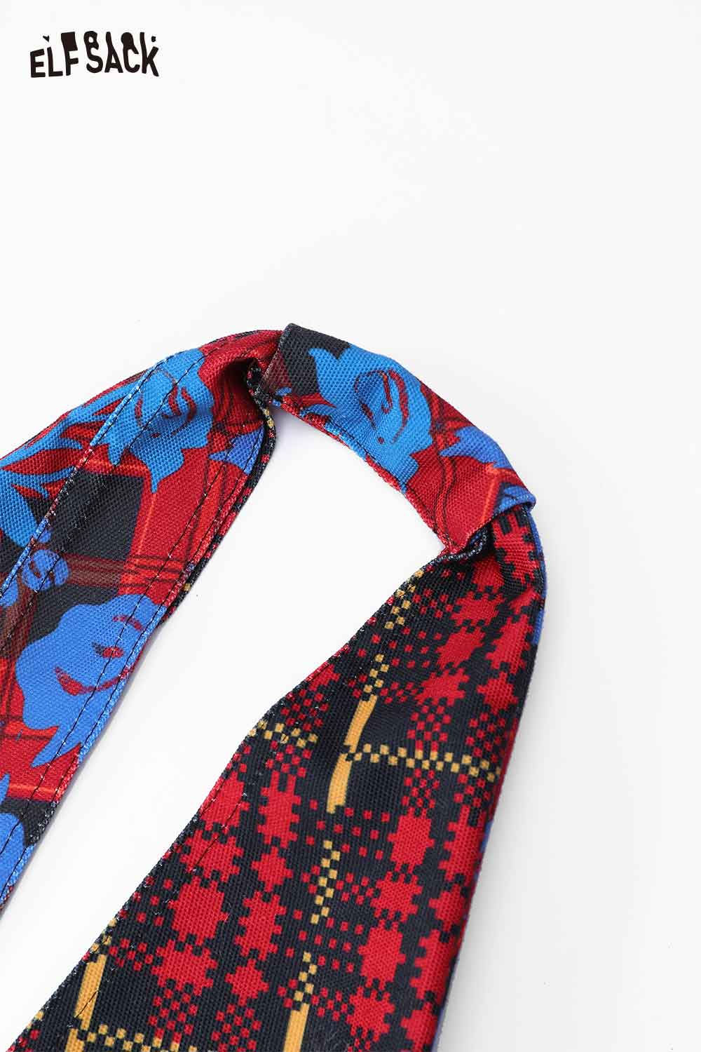 ELFSACK Vintage Stripe Tote Bag with Colorful Floral Pattern and Durable Handles