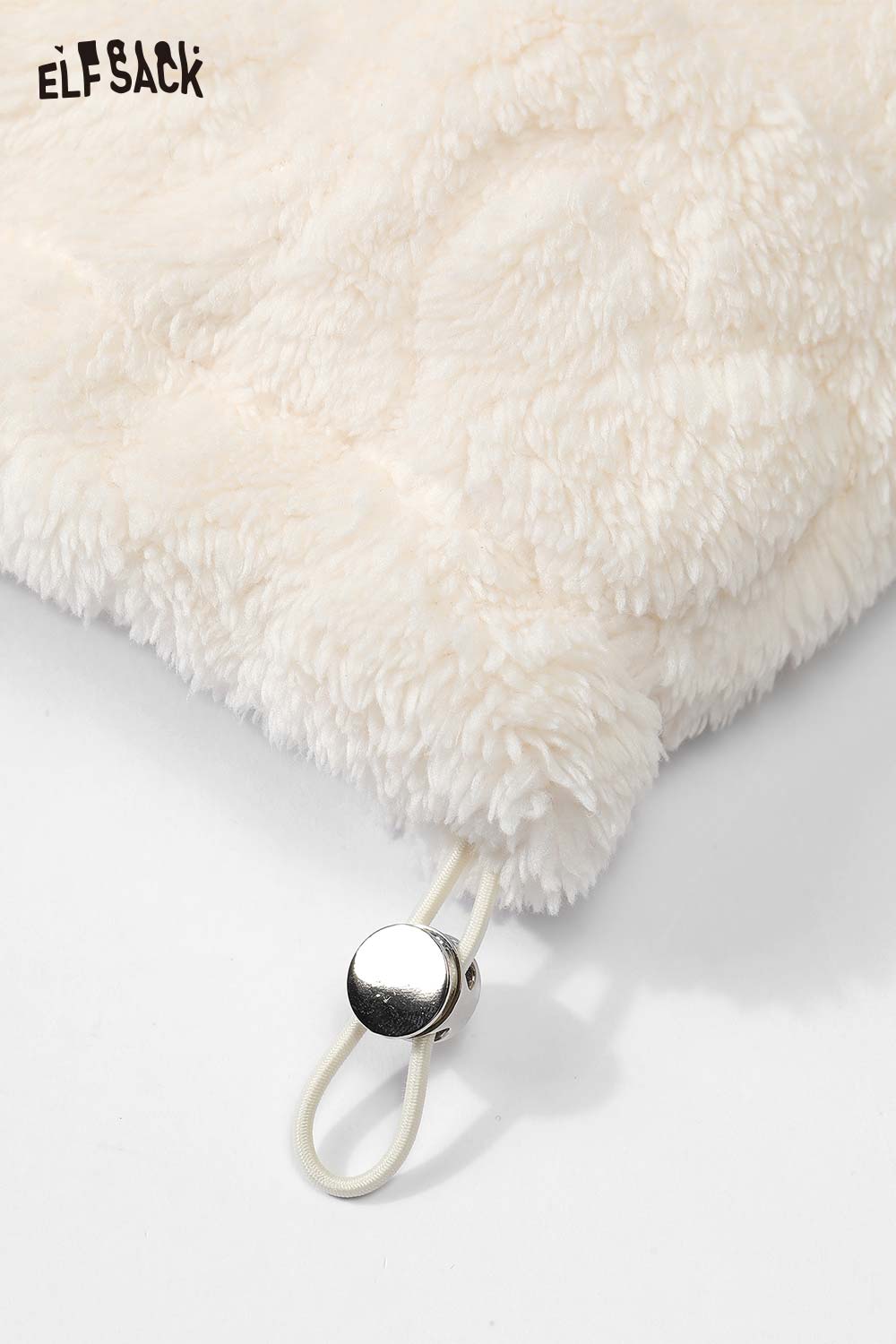 ELFSACK heart plush hooded sweatshirt for women featuring soft texture and adjustable drawstring