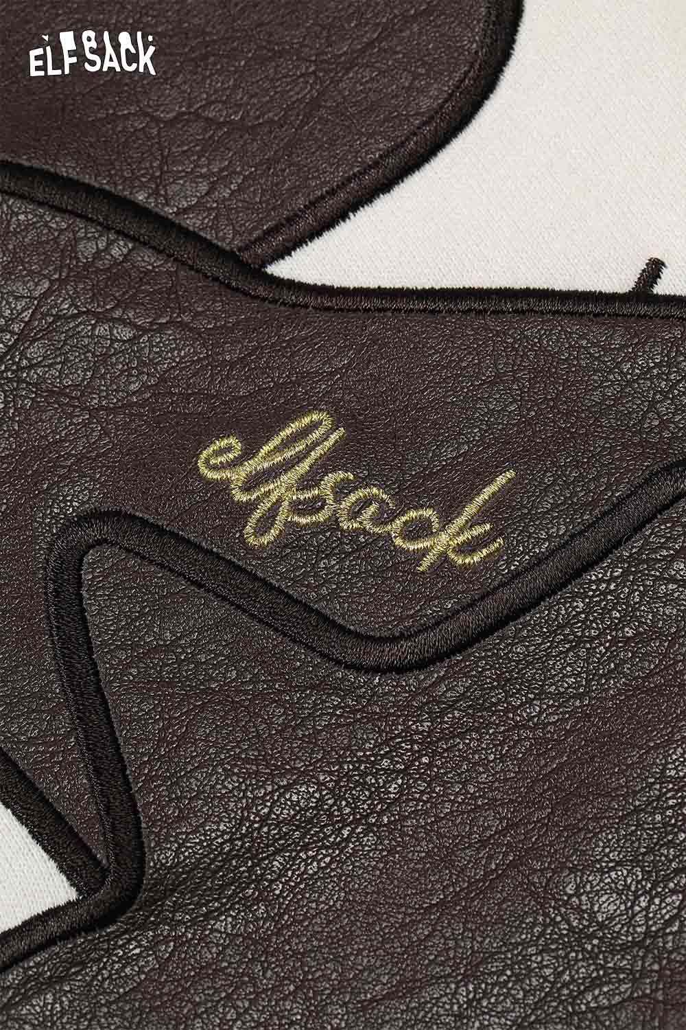 ELFSACK women's casual graphic hoodie featuring a stylish embroidered logo on a textured fabric