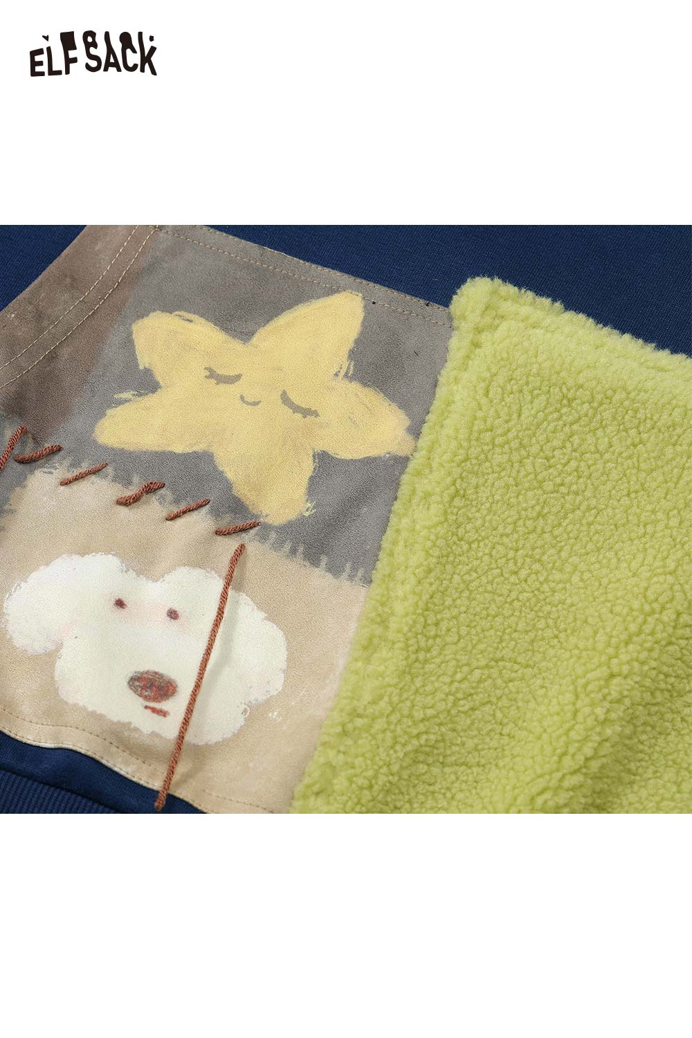 ELFSACK women's color block hooded sweatshirt with playful designs and soft fleece accents