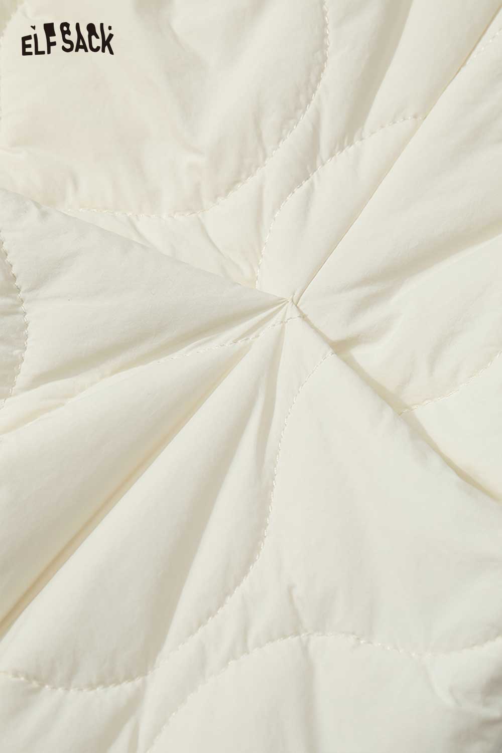 ELFSACK women's down half skirt in cream with quilted texture and stylish design