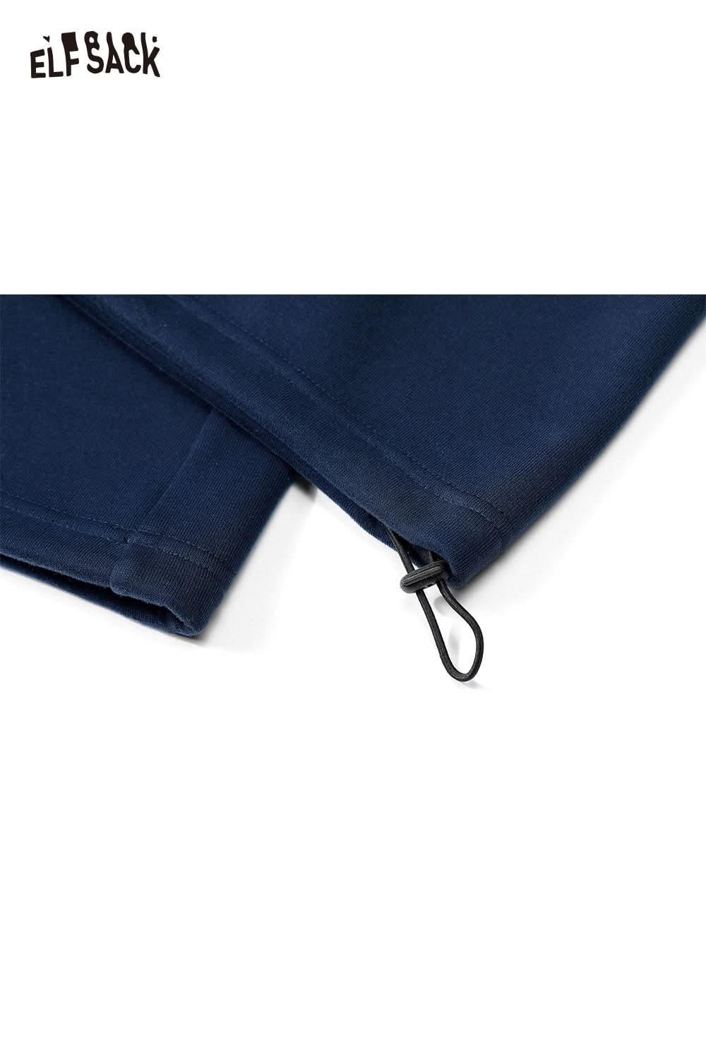 Close-up of ELFSACK women's floor length wide leg pants with adjustable drawstring detail