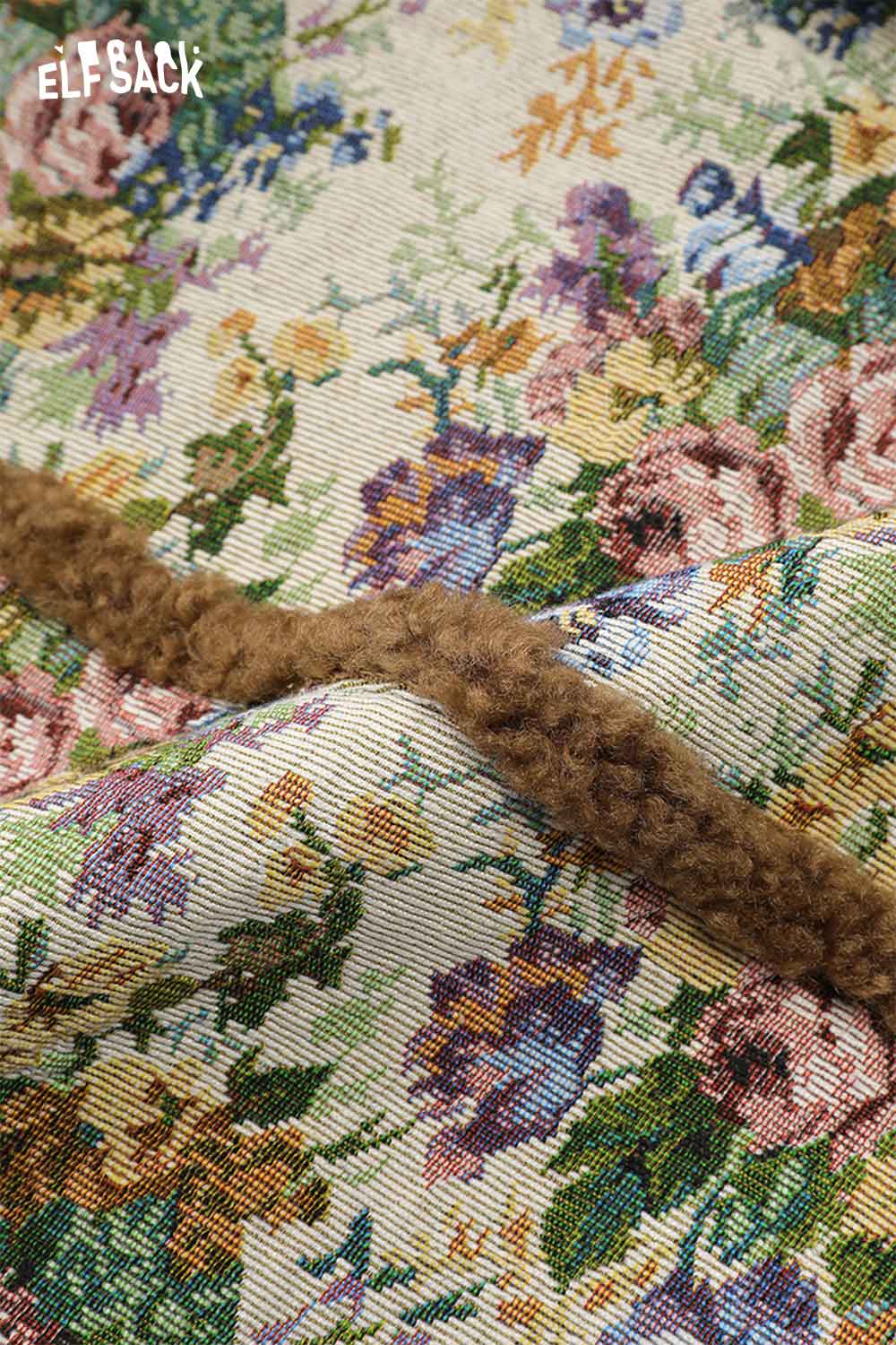 ELFSACK women's floral graphic coat featuring a vibrant floral pattern and cozy texture