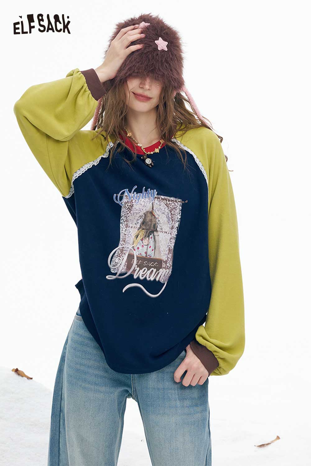 ELFSACK women's graphic letter tshirt featuring a vibrant design and relaxed fit for casual outfits