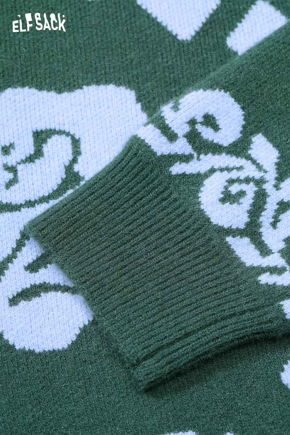 Close-up of ELFSACK women's graphic zip up hoodie showcasing floral design and ribbed cuffs