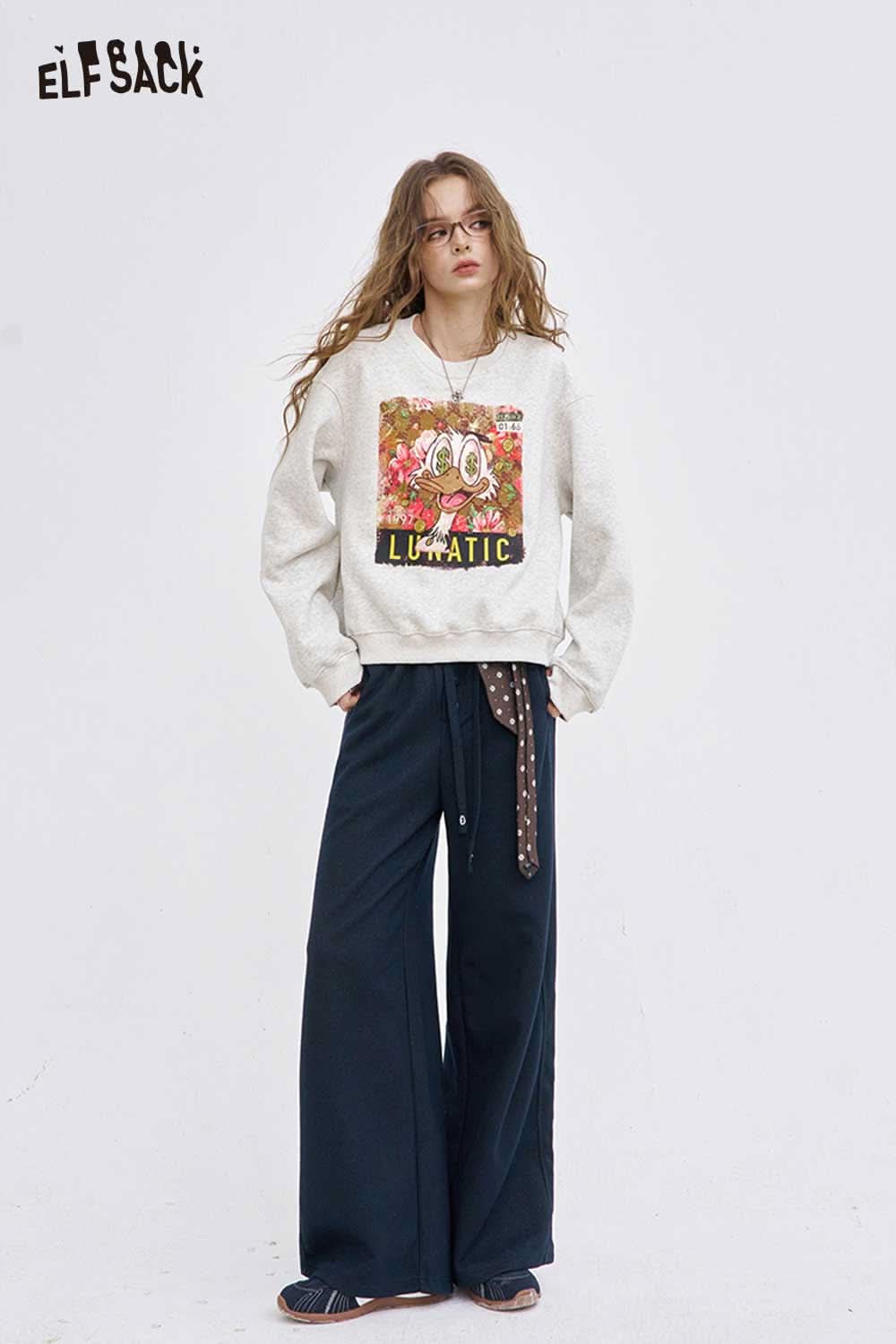 ELFSACK women's loose drawstring pants in navy for comfortable and casual styling