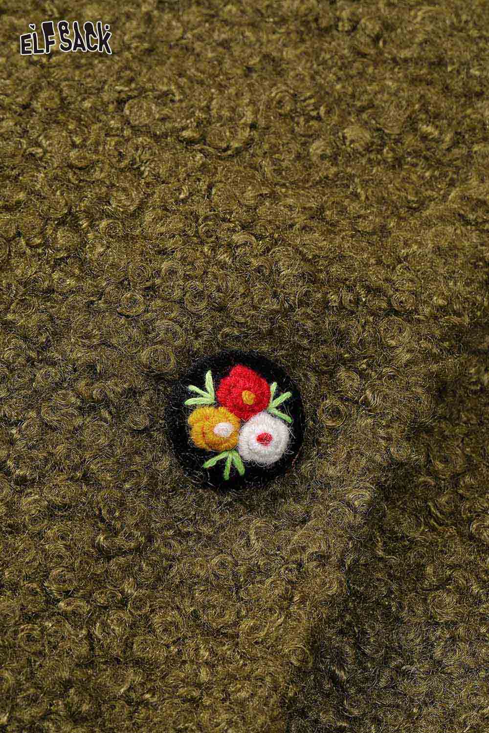 ELFSACK women's minimalist blazer featuring embroidered floral detail for a stylish look