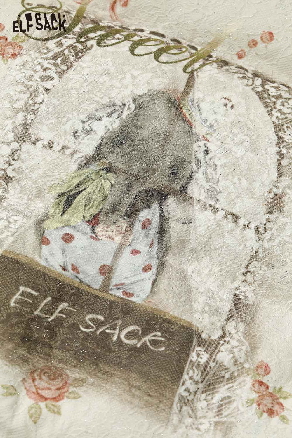 ELFSACK women's short down jacket featuring a unique floral pattern and cozy design for winter wear