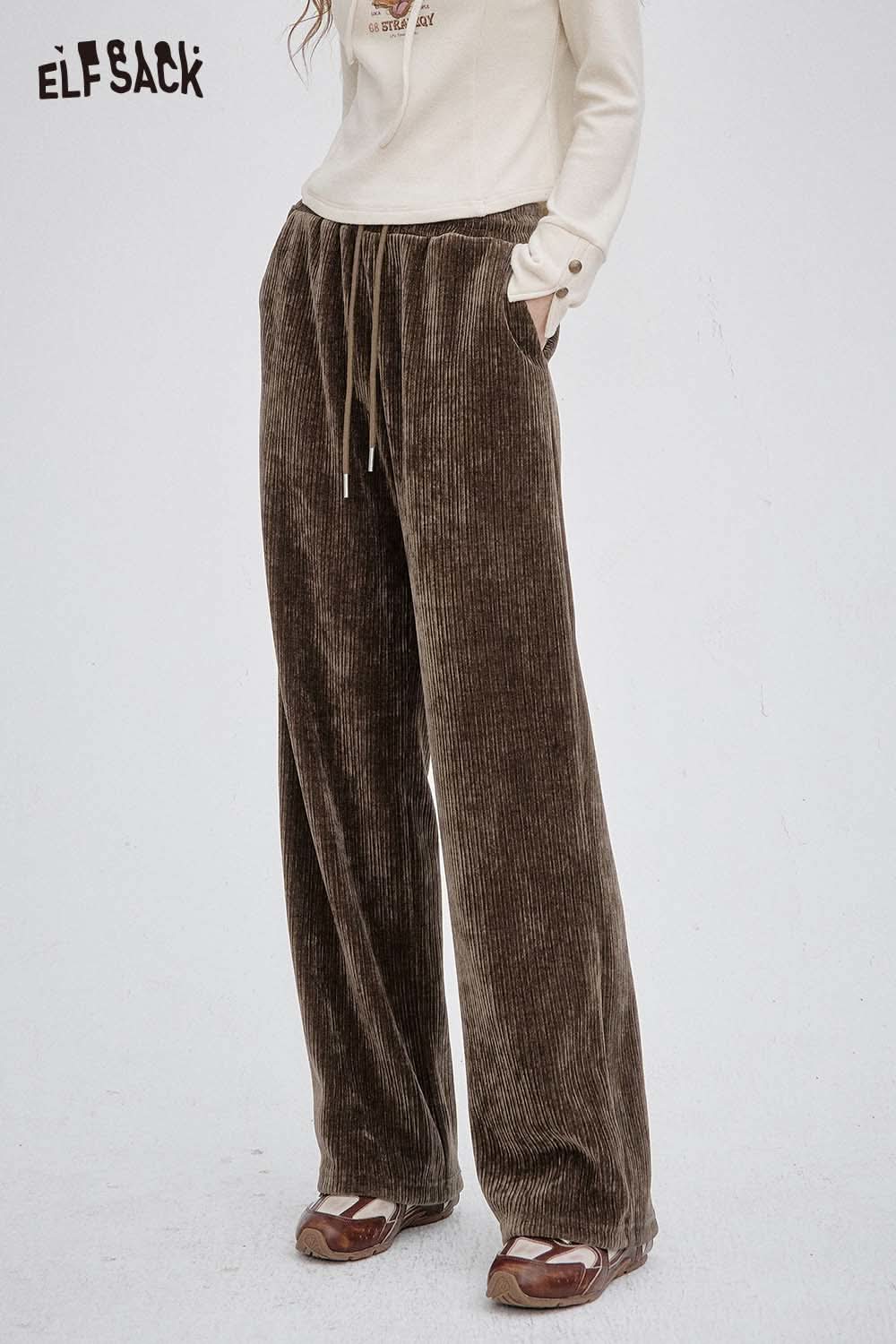 ELFSACK women's slim fit elastic drawstring pants in soft corduroy for added comfort and style