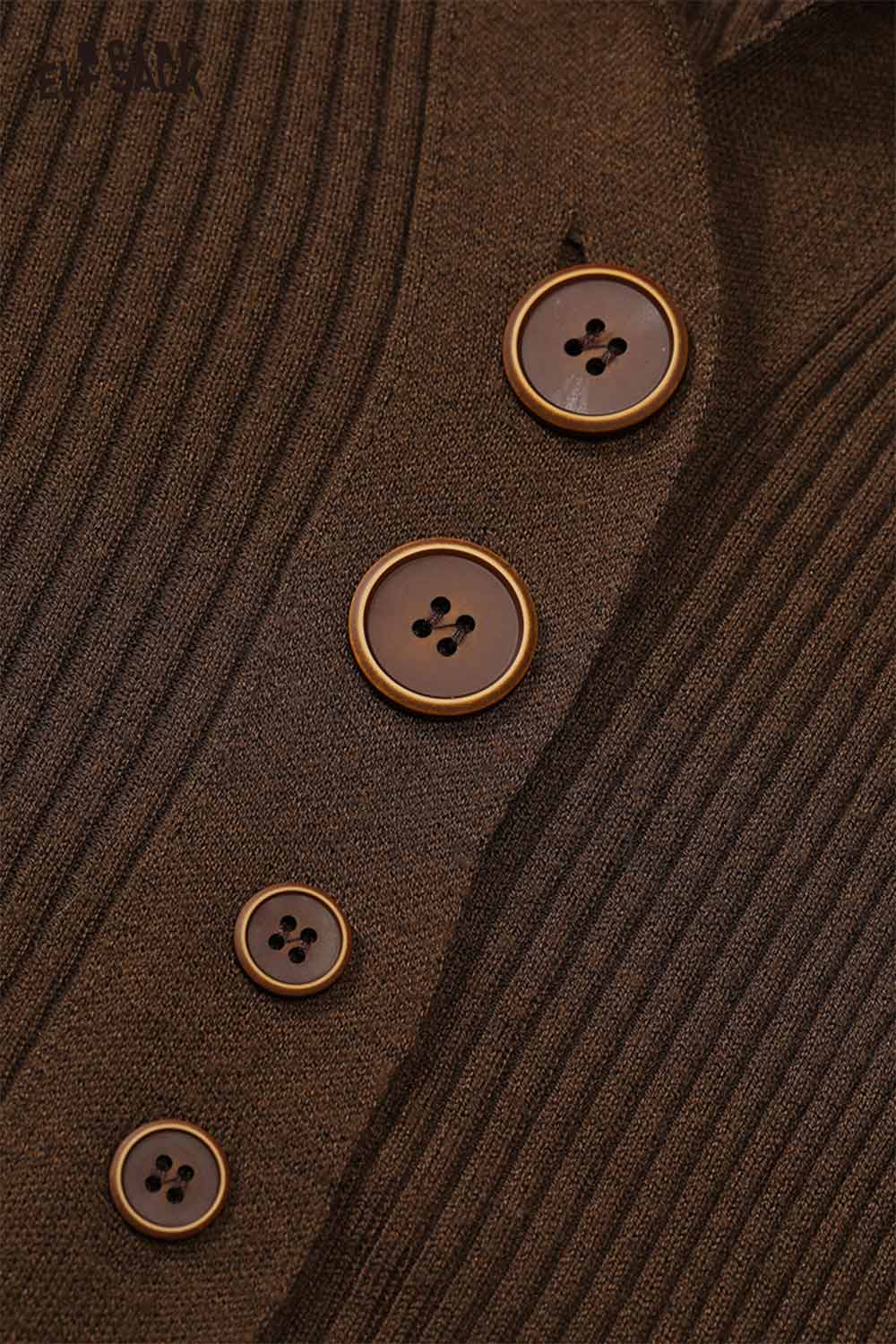 ELFSACK women's slim fit v neck knitwear in brown featuring stylish button details