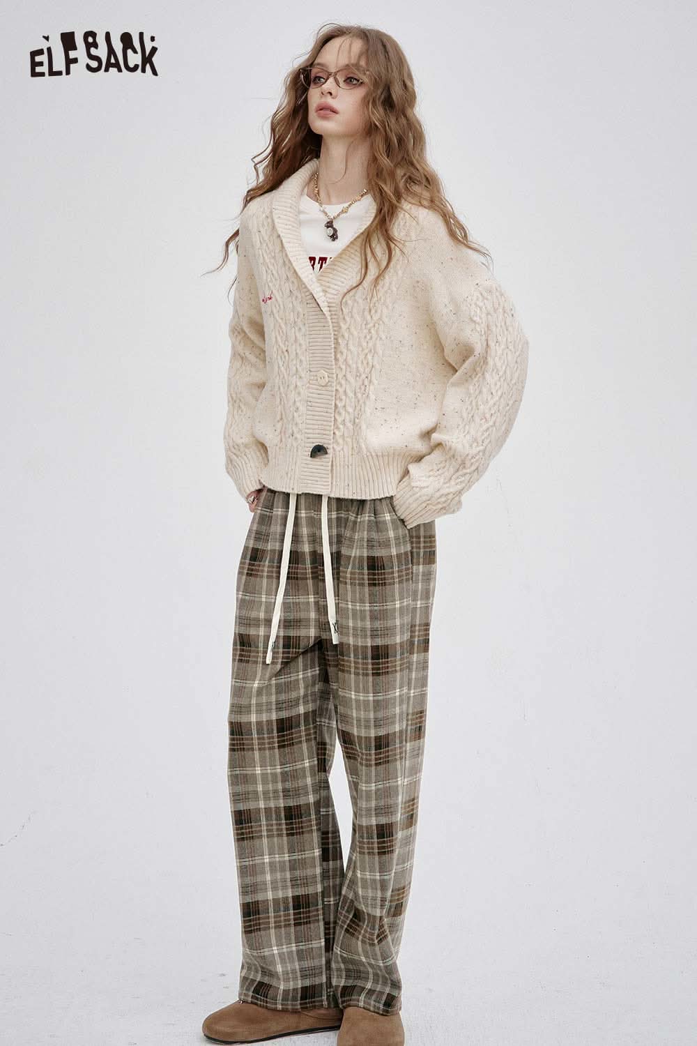 ELFSACK women's striped drawstring pants with a comfortable fit and casual style