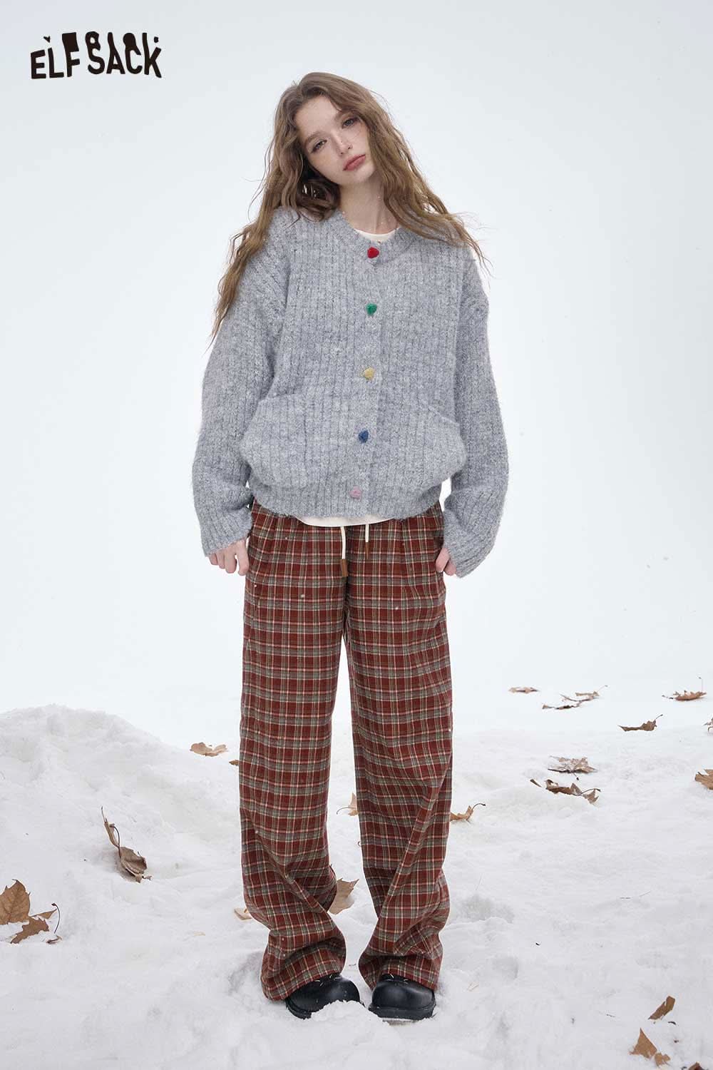 ELFSACK women's striped floor length pants featuring a loose and comfortable fit for casual wear