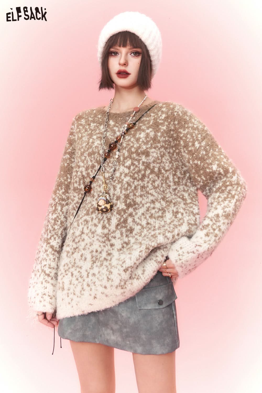 ELFSACK Plus Size Dot Sweaters Women Chinese Style Designer Clothes