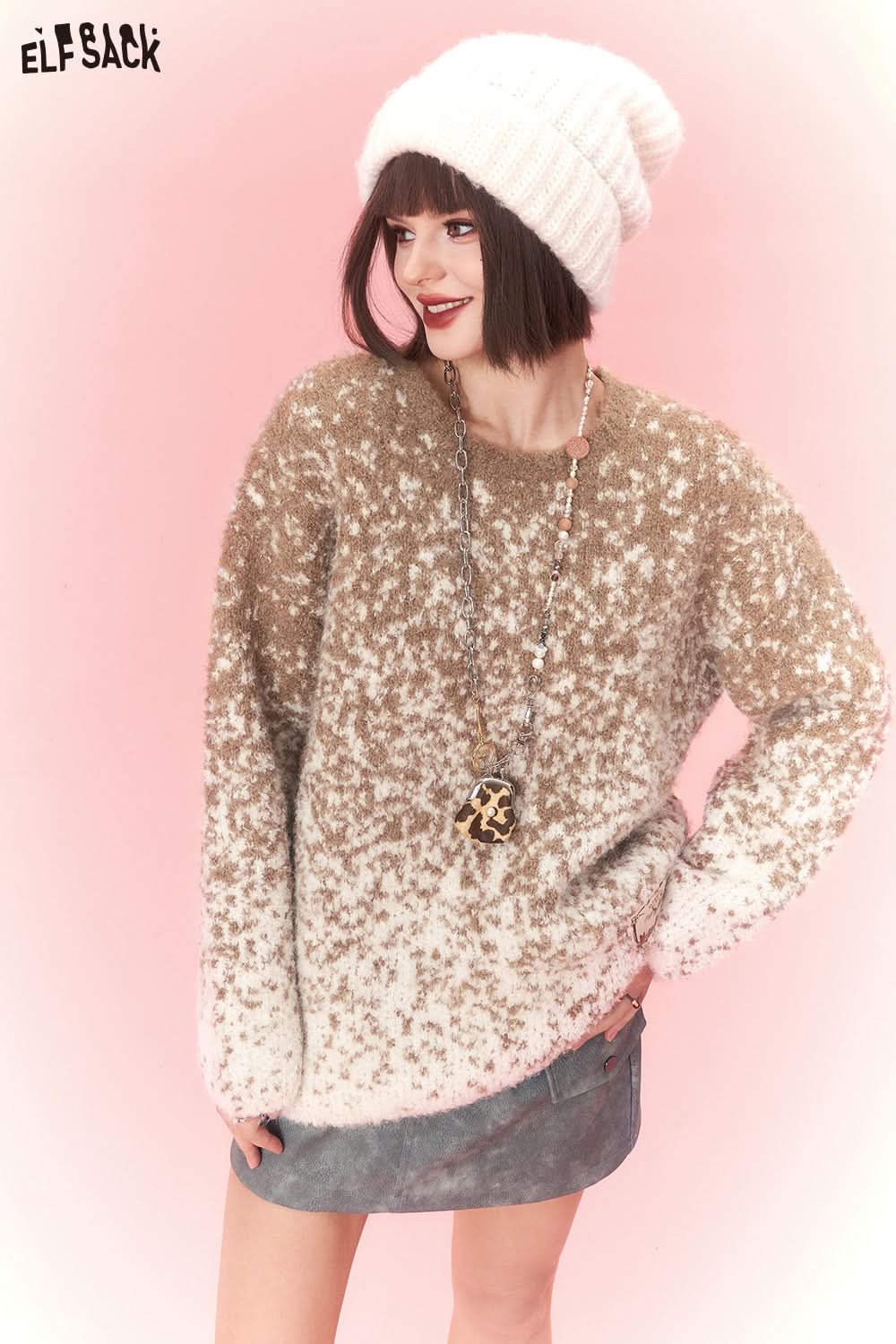 ELFSACK Plus Size Dot Sweaters Women Chinese Style Designer Clothes