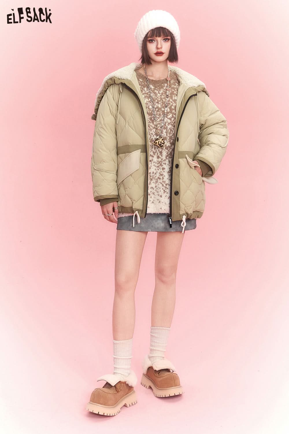 ELFSACK Plus Size Dot Sweaters Women Chinese Style Designer Clothes